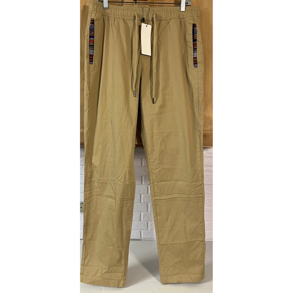 JMIERR‎ Casual Pants Men's 34 Khaki Southwestern Trim Drawstring Chino